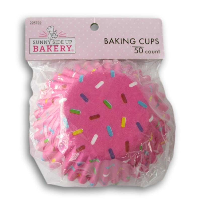 Pink Sprinkles Decorative Baking Cups - Patterned Paper Liners for