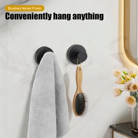 hamtima Strong Suction Cup Hooks for Shower, No Drill Towel Hooks for Bathrooms, Bathroom Towel Holder, Hooks for Hanging Heavy Duty, Towel Holder for Bathroom Wall, Kitchen, Glass, Mirror(2pcs)
