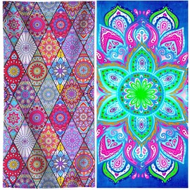 Genovega 2 Packs Oversized Beach Towel Set 36 x 72 in Large Big Pool Camping Swim Clearance Soft Towels Travel Essentials Accessories Must Haves Vacation Adult Gifts Women Men Necessities