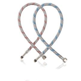 Pack of 2 Connection Hose Fitting, G3/8 x M10 Braided Stainless Steel Connection Hose, Reinforced Hose, 60 cm Tap Hose Extension for Hose, Tap, Mixer Tap