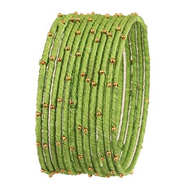Touchstone "Colorful Bangle Collection Indian Bollywood Exclusive Golden Glaze Parrot Green Designer Jewelry Special Large Size Bangle Bracelets. Set of 12 for Women.