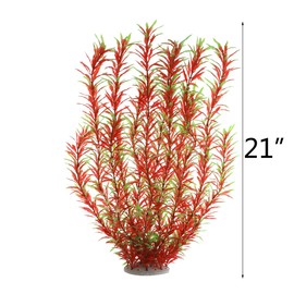 Aquarium Plastic Plants Large, Artificial Plastic Long Fish Tank Plants Decoration Ornaments Safe for All Fish 21 Inches Tall (J07 Wine&Green)