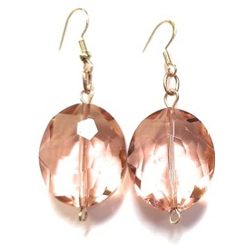 Large Peach Beaded Drop Earrings