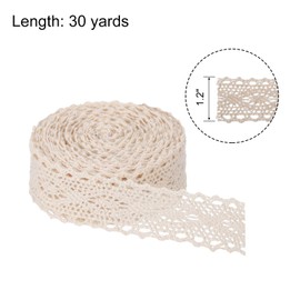 MECCANIXITY Lace Ribbon 30 Yards 1.2 Inch Cotton Lace Trim for Craft,Gift Wrappers,Headbands,Wedding Beige