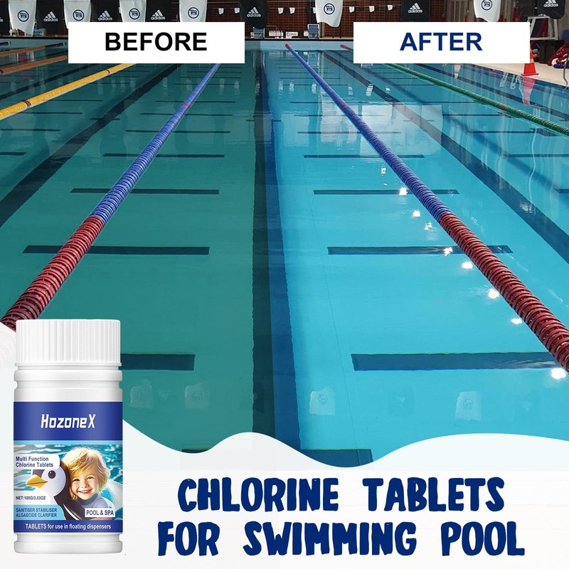 100PCS Chlorine Tablets for Swimming Pool and Spas, Multifunctional Clearwater