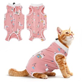WLLHYF Cat Recovery Suit, Cat Onesie for Cats After Surgery Breathable Soft Comfortable Anti Licking Cat Spay Recovery Suit for Abdominal Wounds Skin Diseases (M)