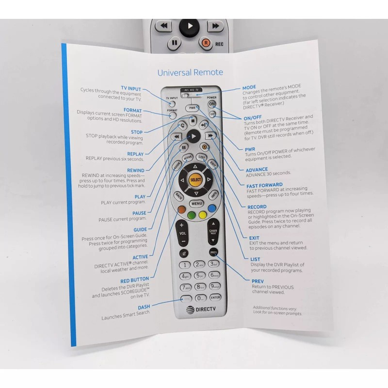 Universal AT&T/DirecTV TV Remote, New, With Batteries, Model RC66RX
