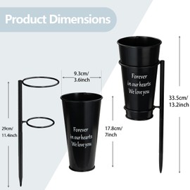 Cemetery Vases with Spikes, Metal Grave Flowers Holder with Draining Holes for Artificial Memorial Flowers Funeral Gravesite Headstone Decorations (4Pcs), Flowers are not Included