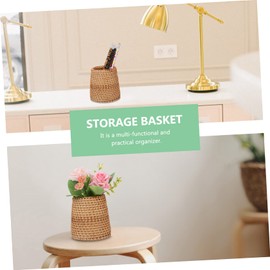 GANAZONO 1pc Hand Woven Pen Holder Compact Sundries Basket Organizer for Home School Office Versatile Storage for Stationery Cosmetics and Items