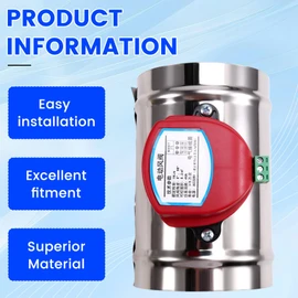 Daiilg 220V Stainless Steel Electric Damper Electric Air Valve Motorized Check Valve for 4Inch Pipe 100mm