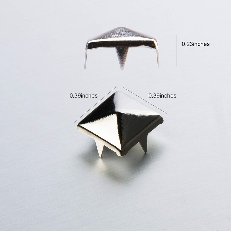 Beautyflier 100Pcs 10MM Square Pyramid Studs Silver 4 Prongs Nailhead
