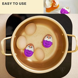 Tuperoymse Egg Timer for Boiling Eggs Soft Hard Boiled Egg Timer Pro That Changes Color When Done & Safe Easy Install Easy to Use (Purple-3 Packs)