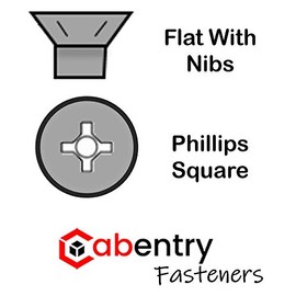 Cabentry Brand | Wood Screws | Flat Head with Nibs | Phillips Square Drive | #8 | 3 Inch | Deep Thread | Sharp Point | Dry Lube/Plain Finish | 100 Pack