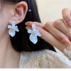 Simple White Flower Stud Earrings for Women Geometric 925 Sterling