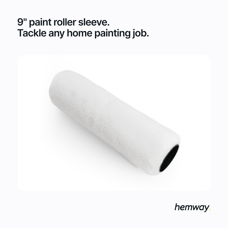 Hemway Premium 9” Reusable Recyclable Paint Roller Sleeve Mid-Pile for