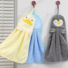 Cute Character Hand Towel with Hanging Loop - Soft & Highly Absorbent Hand Towel Grey Penguin 5ea