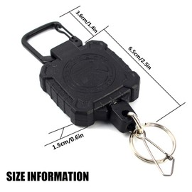 ROCOTACTICAL 2 Pack Self Retractable ID Badge Holder Key Reel, Heavy Duty Carabiner Keychain, 32 Inches Cord, Carabiner Key Chain Keychain, Hold Up to 15 Keys and Tools, Retractable Reel (Black)