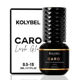 KOLYBEL Eyelash Extension Glue / 7-8 Weeks Retention/0.5-1 Sec Drying Time/5ml Black Caro Lash Extension Adhesive/Professional Lash Artist & Salon Use(Caro M05,5ml)