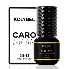 KOLYBEL Eyelash Extension Glue / 7-8 Weeks Retention/0.5-1 Sec Drying Time/5ml Black Caro Lash Extension Adhesive/Professional Lash Artist & Salon Use(Caro M05,5ml)