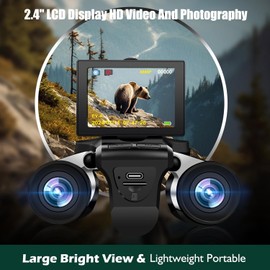 Digital Binoculars Camera, 2.4" LCD Display 12x Optical Zoom 8X Digital Zoom 48MP Pictures 2.5K Videos Camera with 32GB Card, Binoculars for Bird Watching Hunting Outdoor Adventures (DT40)