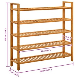 vidaXL Rustic Solid Oak Shoe Rack With 5 Free Standing Shelves | Durable Wood Ample Storage For Footwear Stylish Hallway Organizer Easy Maintenance And Assembly Wooden Natural Stand Shelf Organizer