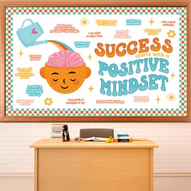 Hippie Style Classroom Bulletin Board Set Positive Growth Mindse Decor with Border Strips, Teacher Educational Sayings Accents Cutouts Display Set for Elementary Middle School Nursery Bedroom