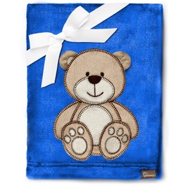 Be Mammy BE20-168 Warm Baby Blanket Baby Gift (Dark Blue - Bear)