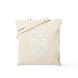 CafePress Bearded Man Grow My Beard Drink Be Reusable Natural Beige Canvas Shopping Bag