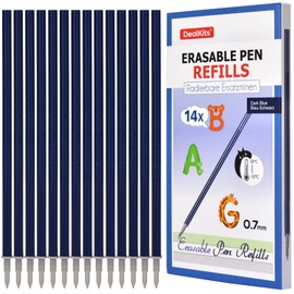 DealKits Refills, Compatible with Legami Pens, Refills for Legami, Cartridges for Legami Erasable Pens [Tip 0.7 mm, Height 13 cm] Ideal for School Supplies, Office Supplies [Dark Blue, Pack of 14]
