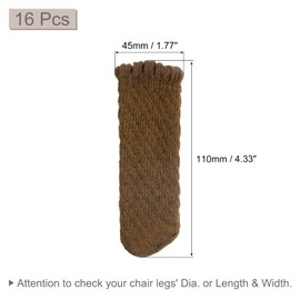 sourcing map Chair Leg Socks Floor Protectors, 16pcs - Knitted Furniture Sock, Table Feet Protectors for Hardwood Floor(Dark Brown)