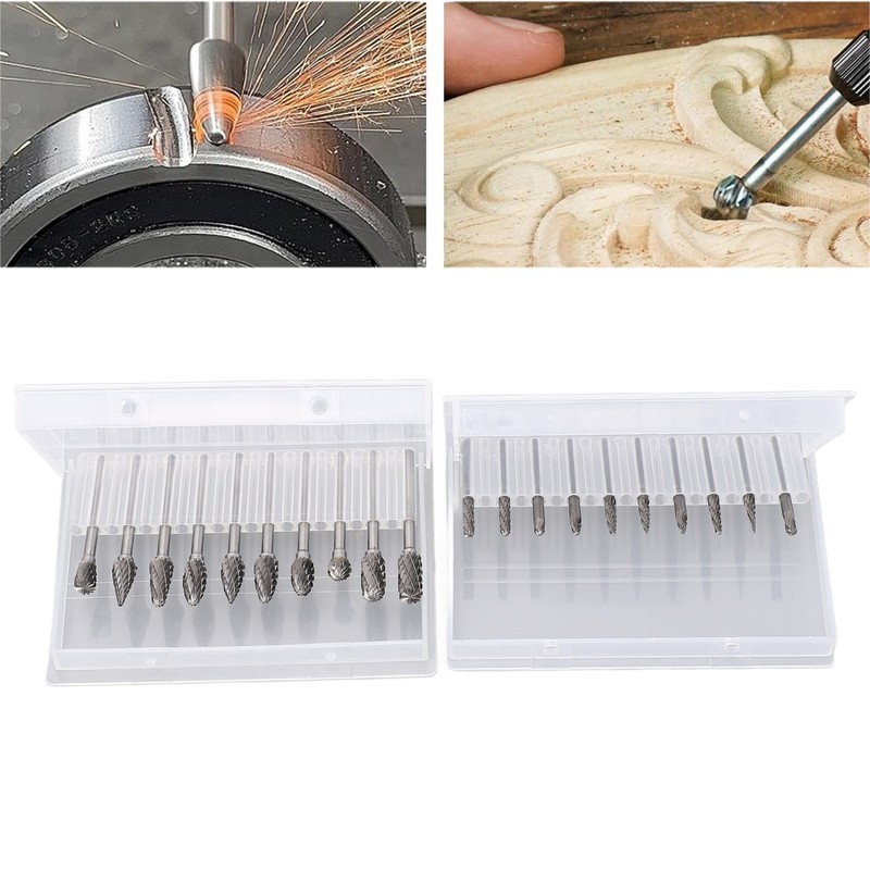 20Pcs Tungsten Carbide Carving Bits Double Cut Rotary Burr Set