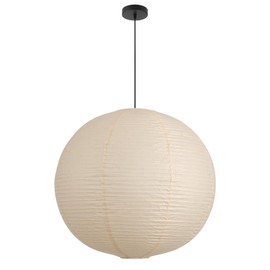 Fivemengo Large Paper Pendant Light with Cord and Canopy, 23.6in Off White