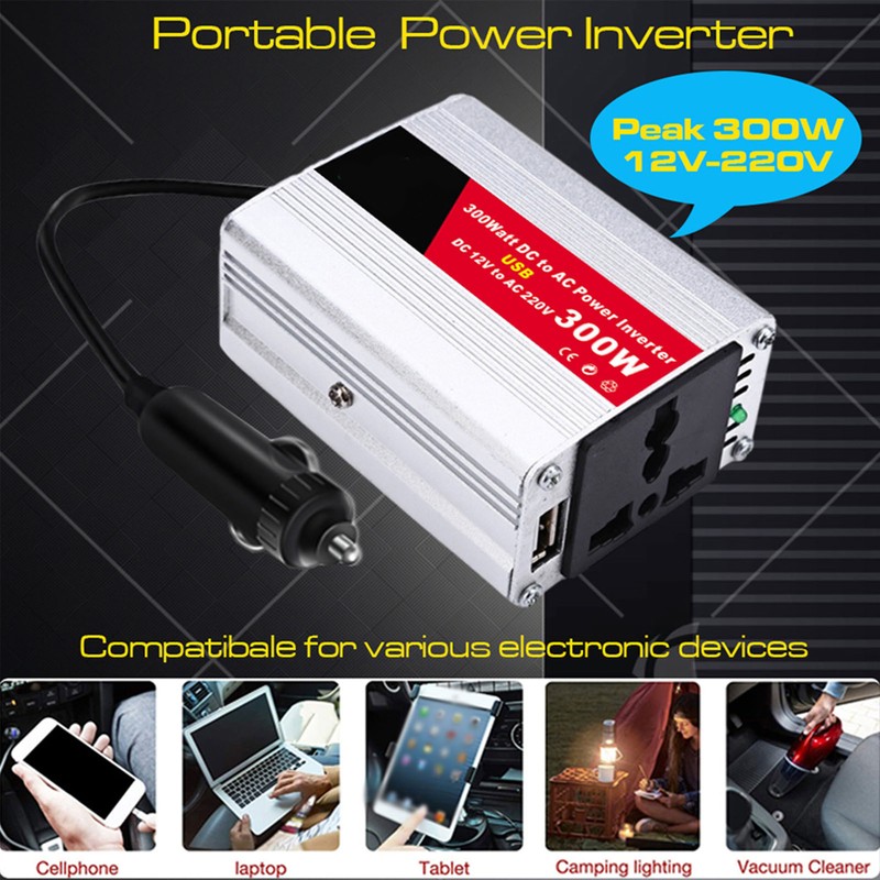 Portable Inverter Car Power Inverters DC12Volt To AC220Volt Transformer 300W