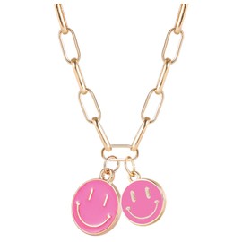 VPACC Smiley Face Pendant Necklaces Trendy Aesthetic Preppy Stuff Happy Face Choker Necklaces Cute Colorful Hypoallergenic Y2K Gifts Jewelry for Women Teen Girls