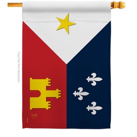 Breeze Decor Fleur De LYS Acadiana House Flag Country Living Vintage Flower Lily Lis French Party Mardi Small Decorative Gift Yard Banner Made in USA 28 X 40