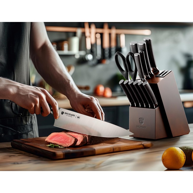 BRODARK Kitchen Knife Set, Ultra Sharp 15 Pcs Knife Set