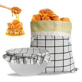 NEOHANA Beeswax Bread Bags for Homemade Bread and Bowl Cover Reusable Bread Baker Set Sourdough Bags