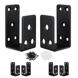 Heavy Duty Door Security Bar Brackets 6Pack, Open Security Bar Holder U Brackets,Fits 2 x 4 Lumber for Door Brace, Home, Garage, Barn, Shed,Gate Security, Black