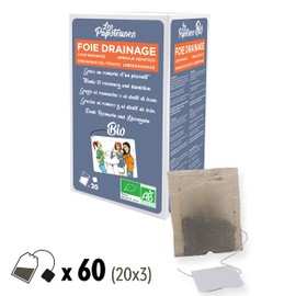 LES PAPOTEUSES | Bio-Leber-Drainage-Aufguss mit Rosmarin und Löwenzahn | 60 Teebeutel | Infusionsset mit 3 Schachteln mit 20 Beuteln | Zertifiziert biologisch