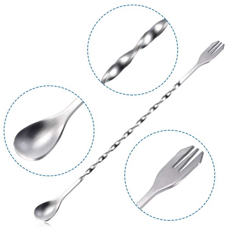 Boao 8 Pcs 10 Inch Long Bar Spoon Cocktail Spoon