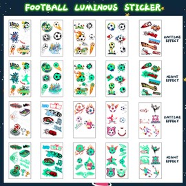 Children's Football Tattoo, 10 Sheets Luminous Tattoos, Children's Tattoos, Boys, Festival Tattoos, Light Tattoos, Skin-Friendly for Party Bags, Children's Birthday, Small Gifts, School Cone Filling,