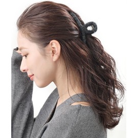 [神戸ヴァンテーヌ] VINGTAINE バンスクリップ モヘア 秋冬 大きめ まとめ髪 ヘアクリップ 大人 H7820-BK- ブラック