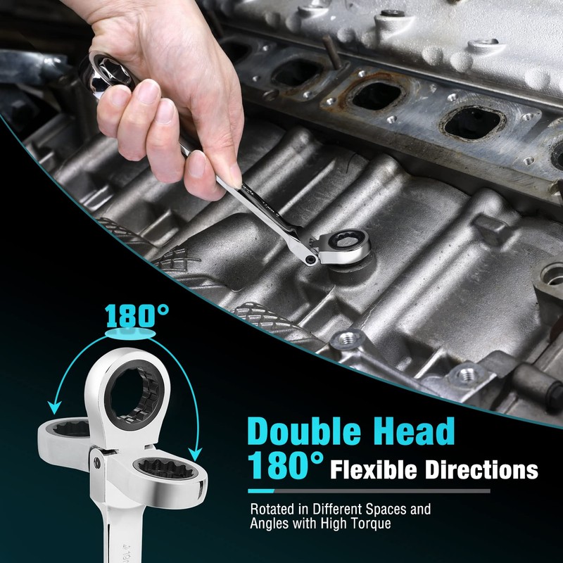 DURATECH 12-in-1 Flex-Head Ratcheting Wrench Set & 24-in-1 Screwdriver Set,