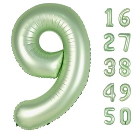 40 Inch Olive Green Balloon Number 9,Jumbo Mylar Foil Helium Balloon for 9 19th 29th 39th 90th 99th Digital Balloons for Birthday Party,Wedding Anniversary Party Decorations