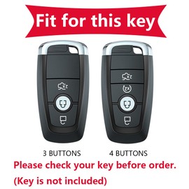 KUNIO Car Key Case Fits Ford Mondeo Mustang Explorer EcoSport S-Max Ranger Fiesta F150 F250 TPU Leather Texture Key Case Key Case Key Protector 3 Buttons Red