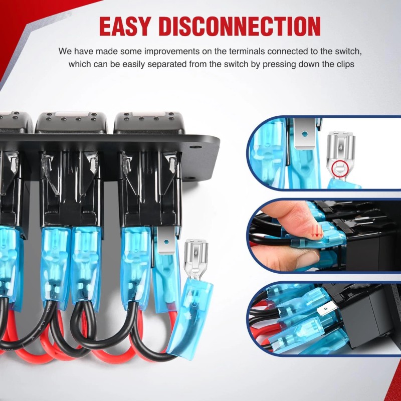 Nilight 16AWG 14AWG 12AWG LED Light Bar Wiring Harness 5Gang