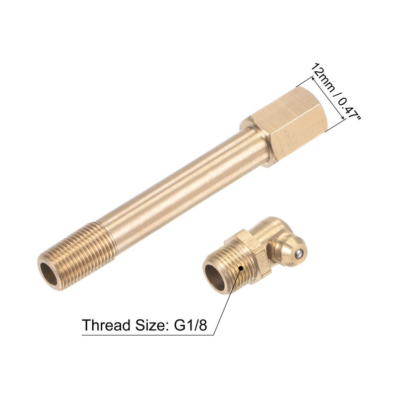 uxcell Brass Straight Grease Fitting G1/8 Thread 85mm Length Hydraulic