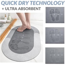 Modernized Magic Mat Bathroom,Modrnizd Magic Mat,Modernized Bath Mats,Super Absorbent Non Slip Bathroom Rug for Floor,Kitchen and Washing Machine (Dark Gray-Oval,23.6 * 35.4 in)