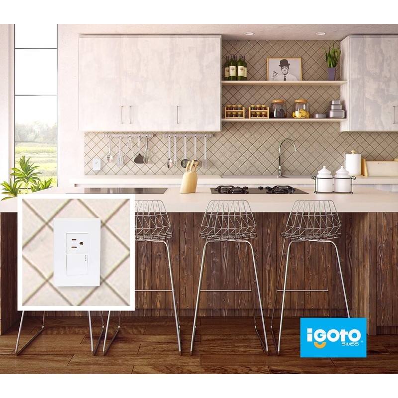 iGOTO PB612-B Placa con apagador y contacto aterrizado, Color blanco