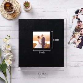 potricher Photo Album 4x6 1000 Photos Leather Cover Large Capacity Picture Albums with 1000 Horizontal and Vertical Pockets for Family Wedding Anniversary and Baby (Black)